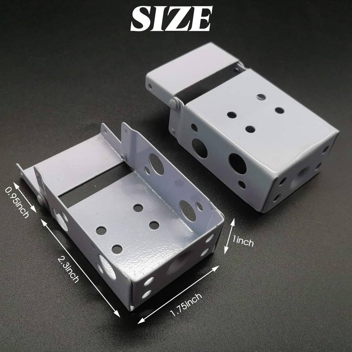 RONGYOUNG low-profile blind bracket pair (white), perforated plates, box mounting