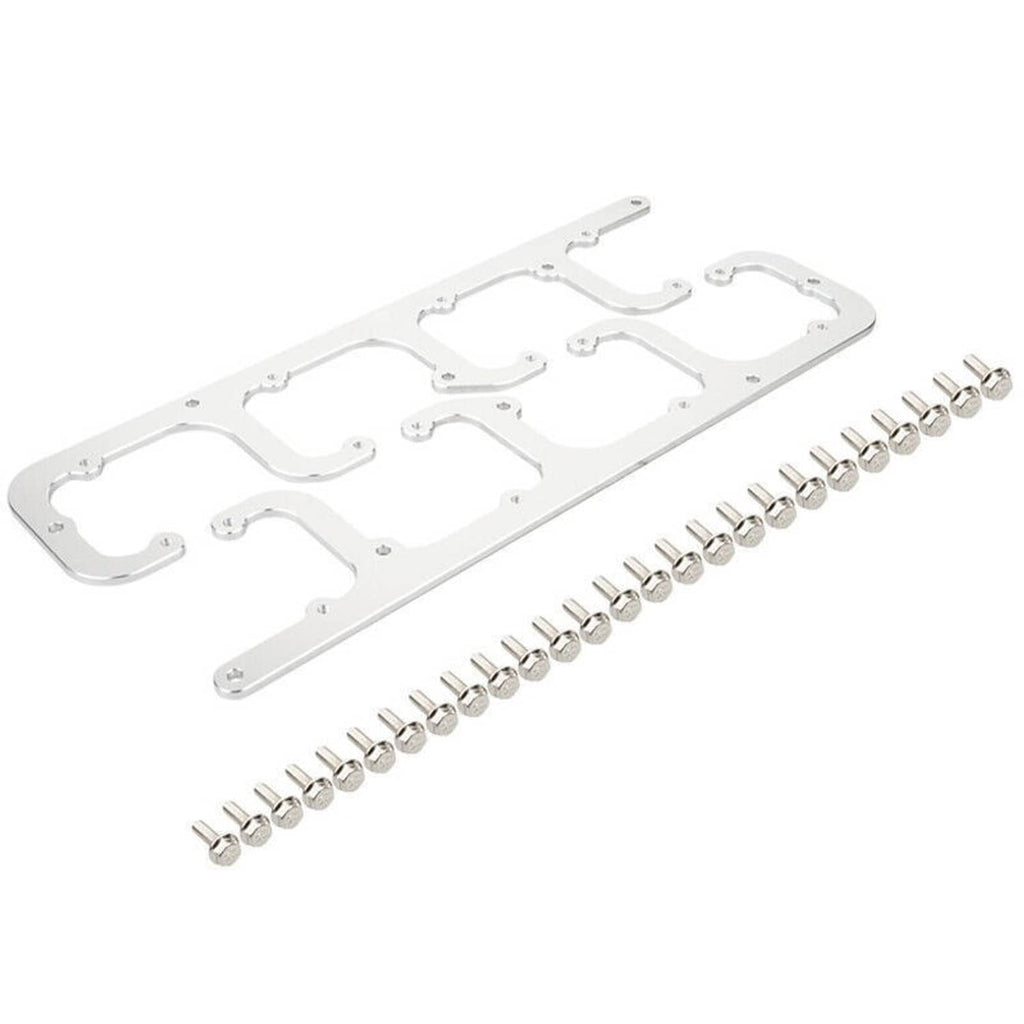 Silver coil bracket rail set with U-shaped cutouts and bolt hardware