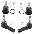 Front ball joint and tie rod end kit, black rubber boots with chrome studs and caps