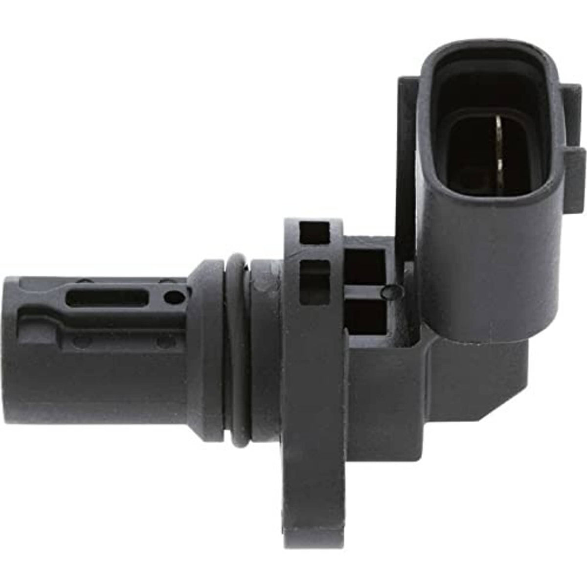 Camshaft position sensor with gray housing and angled connector outlet