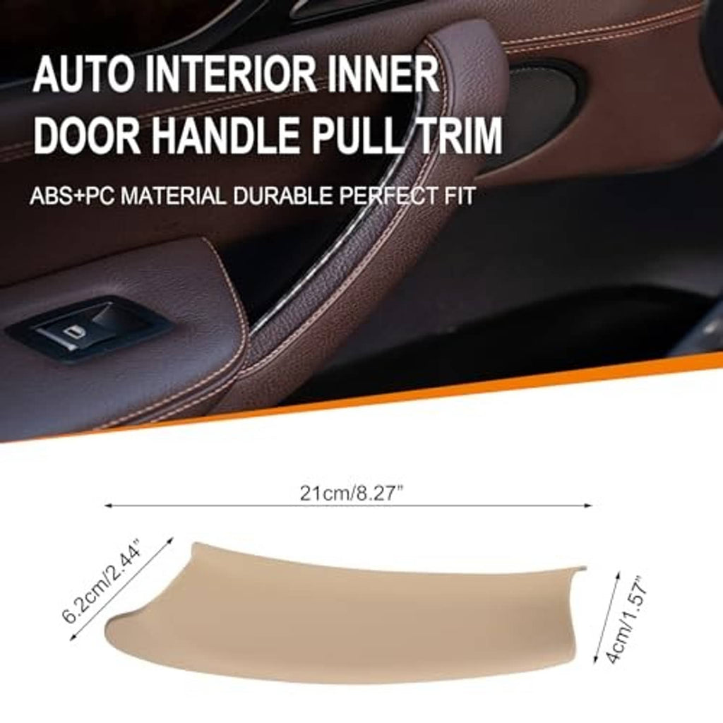 Beige interior door handle pull trim pieces with size markings, 2-pack