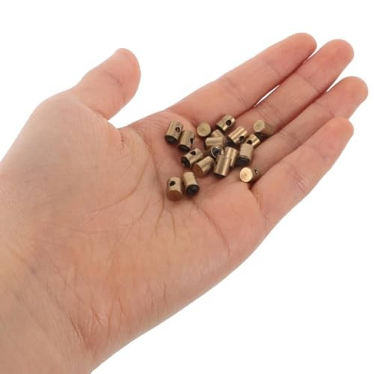 Throttle cable nipples kit in hand: brass bodies with black rubber ends (20pcs)