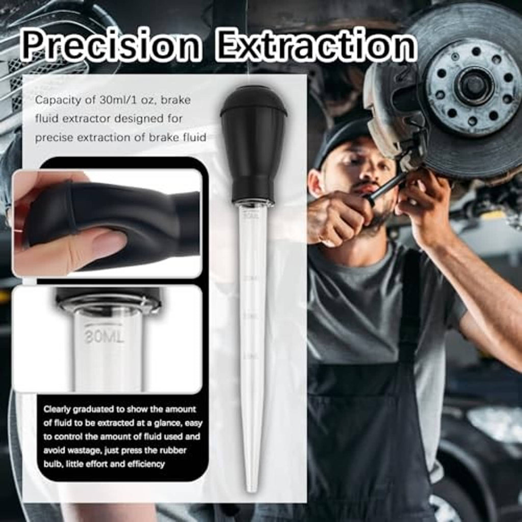 Brake fluid extractor with graduated chamber and black squeeze bulb