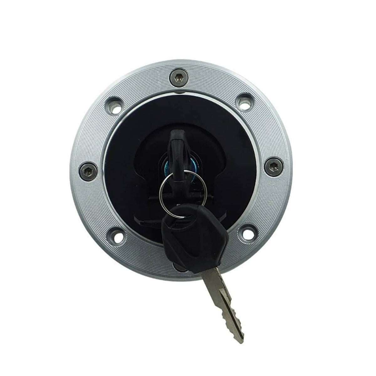 Round lock fuel cap cover with key and metal mounting holes