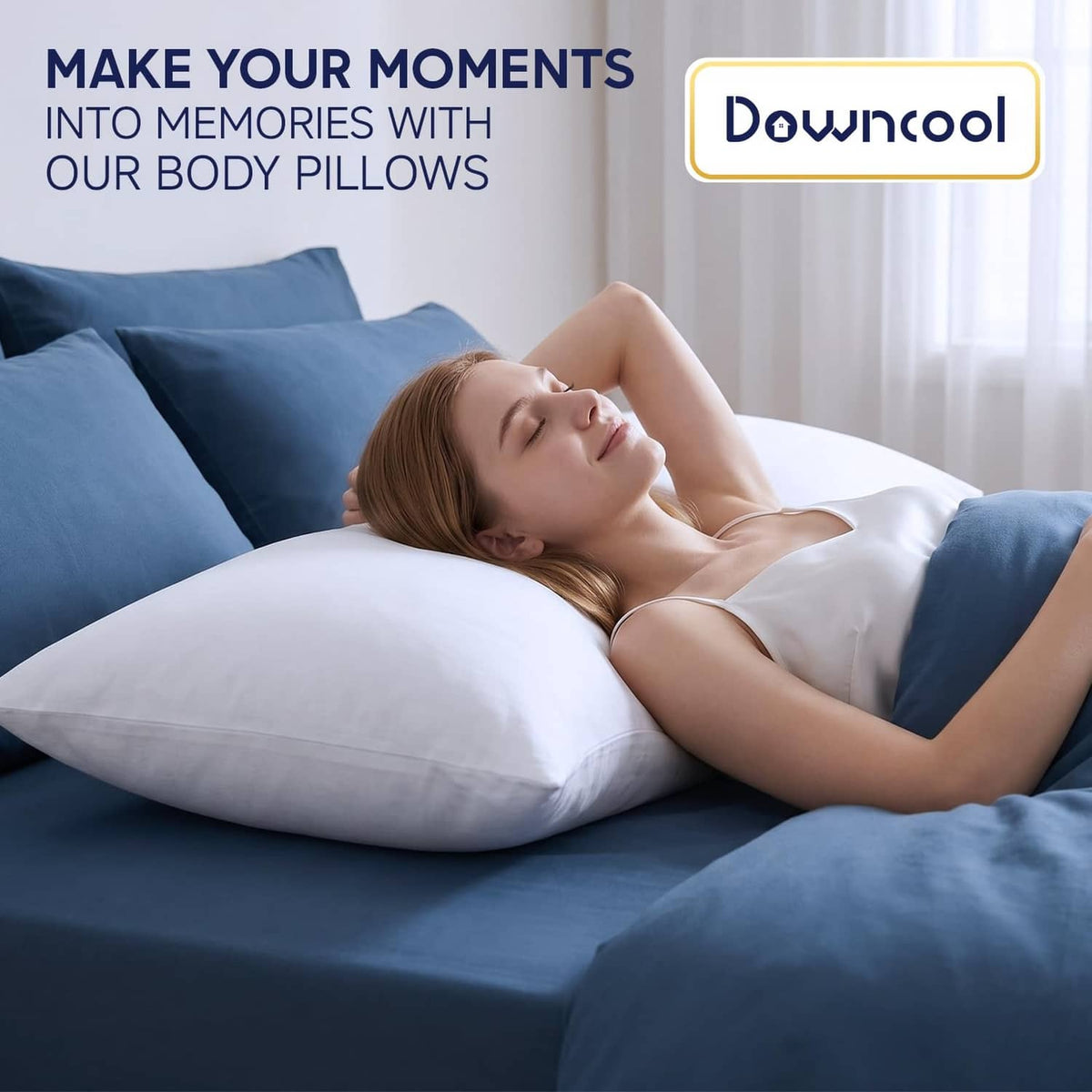 White body pillow insert for sleeping, plush long cushion