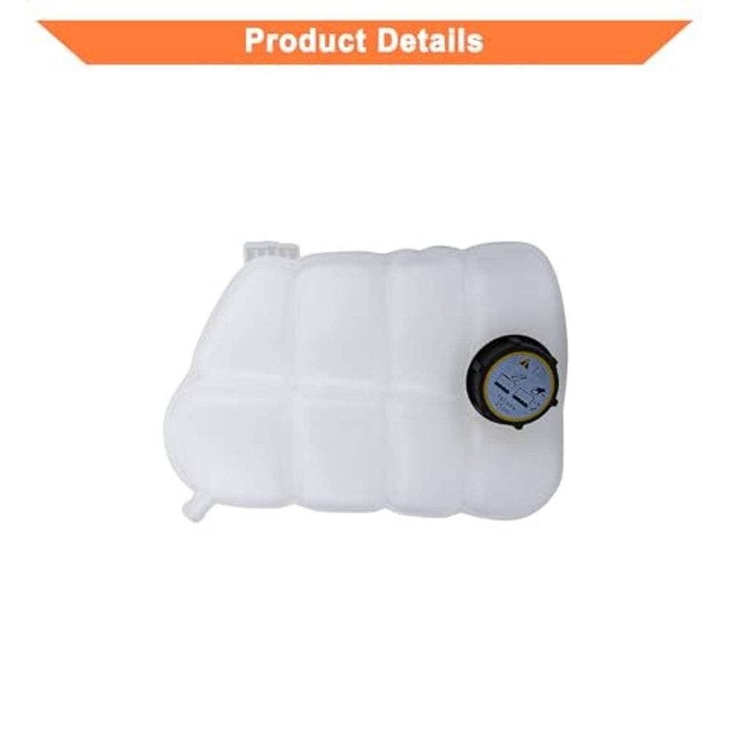Translucent coolant reservoir tank with black cap and pressure gauge on side