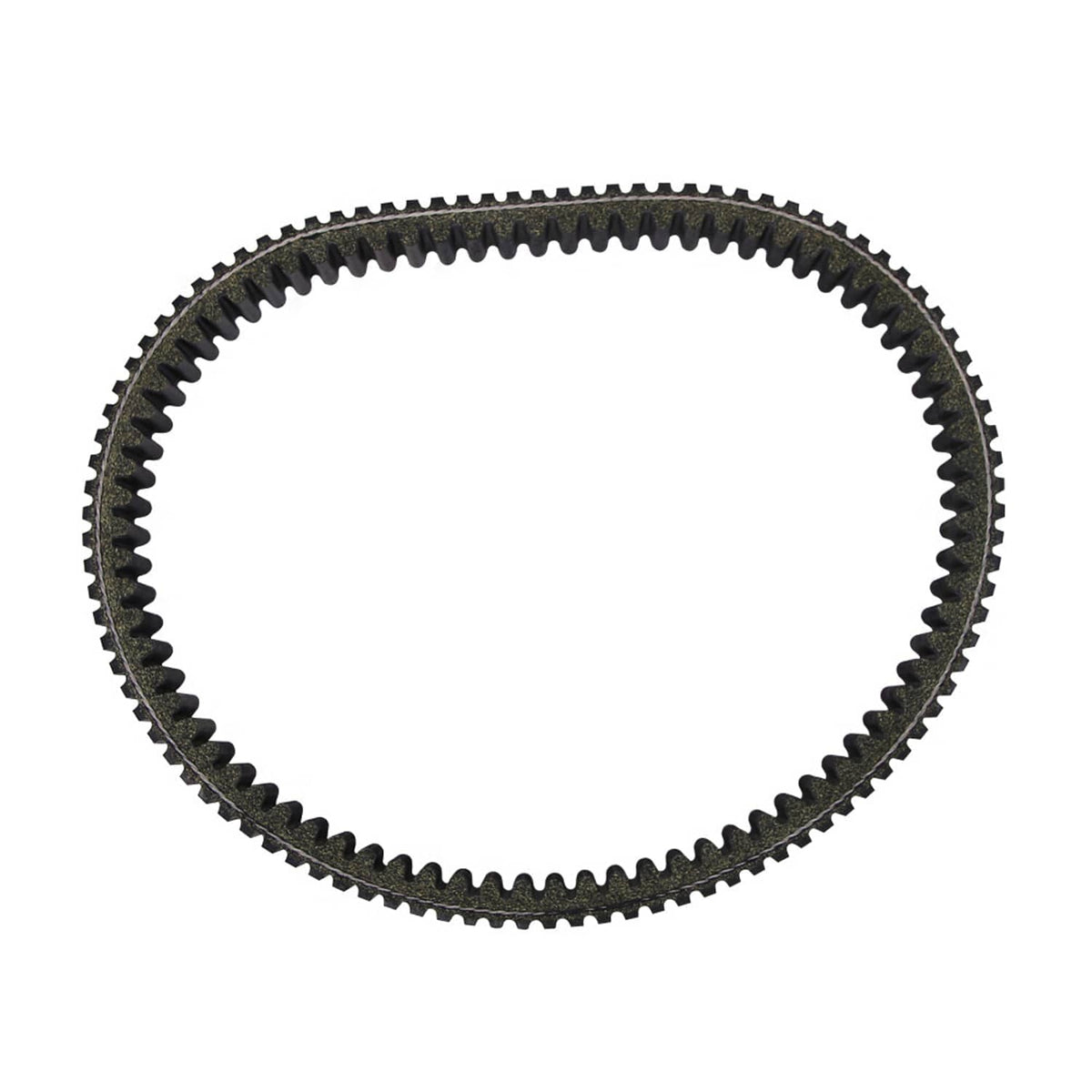 Black loop drive belt with evenly spaced teeth