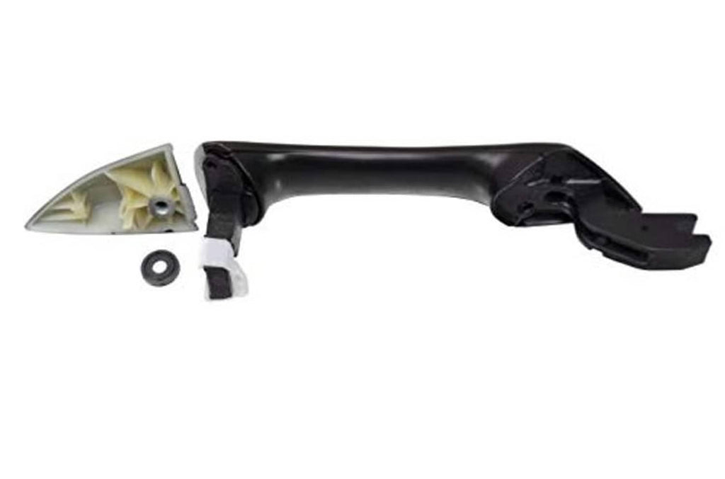 Black exterior door handle kit with brackets, light insert panel, and screw