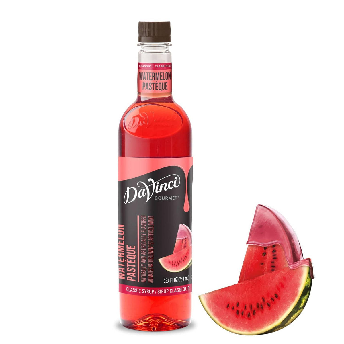 DaVinci Gourmet Watermelon syrup bottle with red label and watermelon slices
