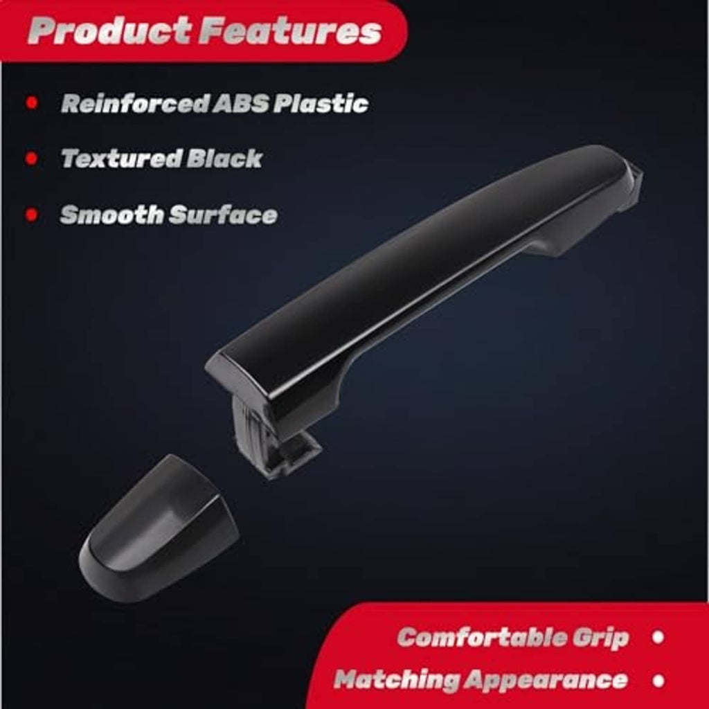 Textured black exterior door handle with smooth grip bar