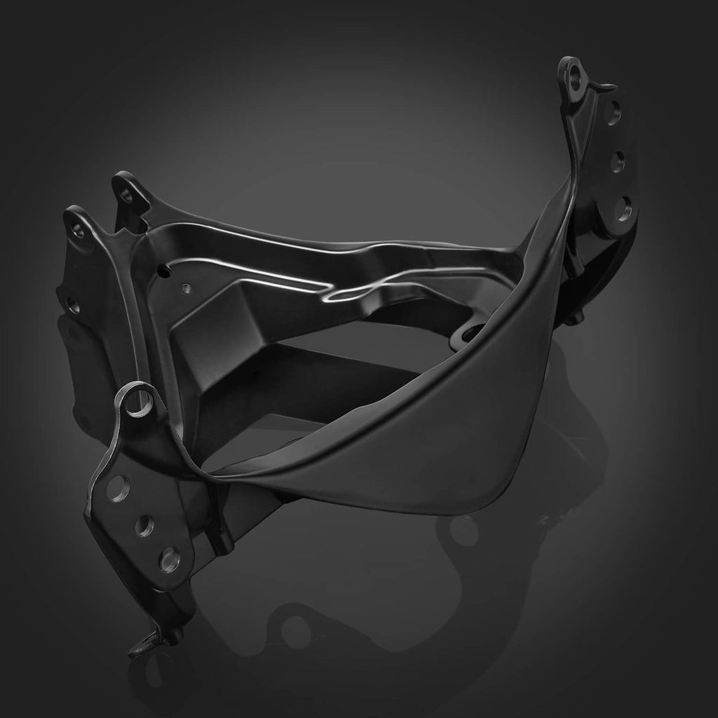 Black upper headlight stay bracket with side mounting tabs and curved support