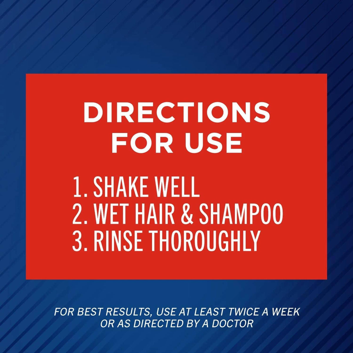 Anti-dandruff shampoo directions panel for use on the bottle