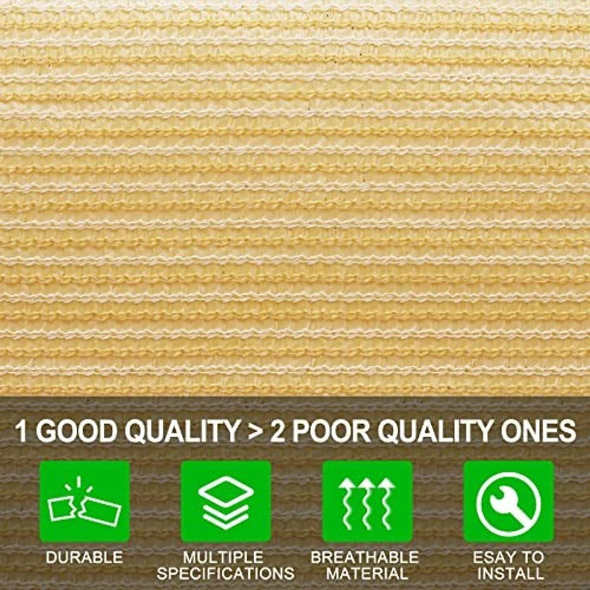 Beige woven sun shade mesh fabric close-up texture