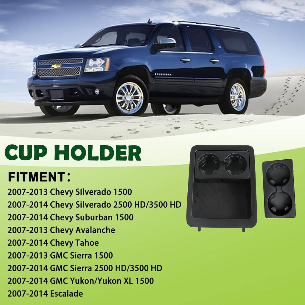 Black four-cup holder console bezel for select GM trucks and SUVs