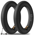 Two black electric scooter inner tubes with bent valves and size markings