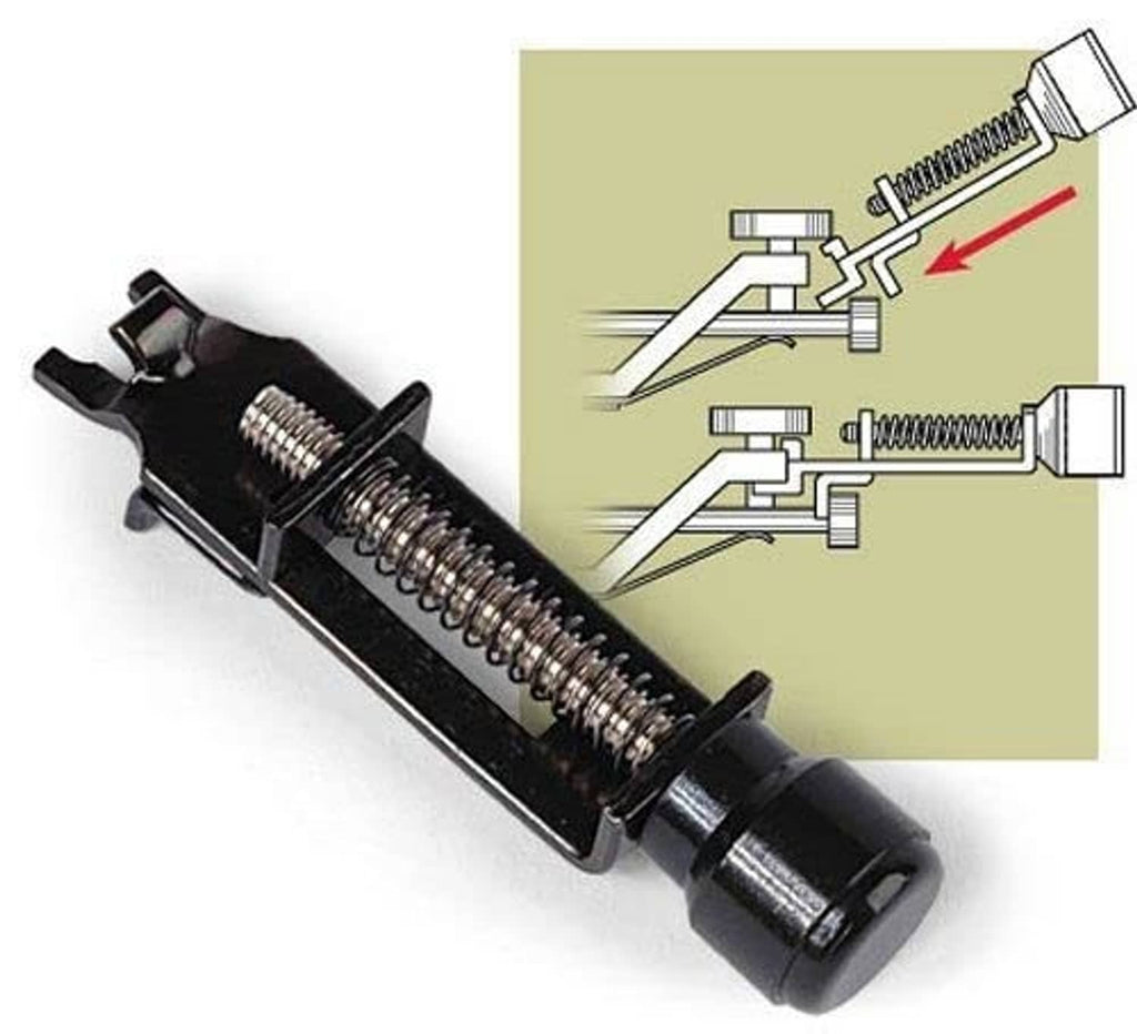 Floyd Rose intonation tool adjuster with handle; arrows show adjustment steps