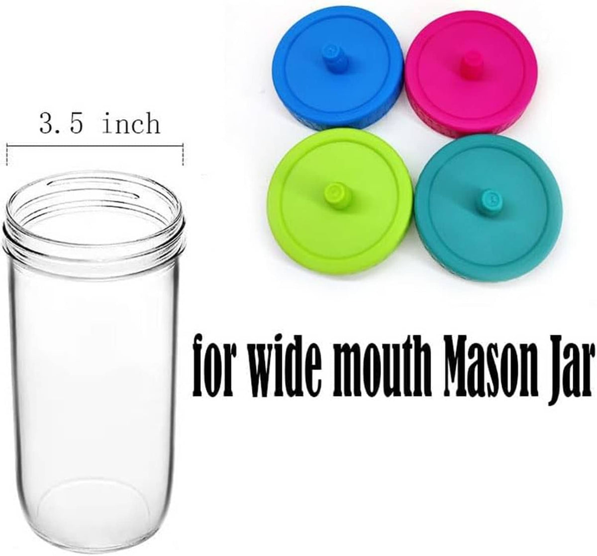 Wide-mouth Mason jar airlock lid set, 3.5 inch size with four colored tops