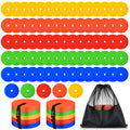 Multicolor flat spot markers set with round 6-inch cones and perforated centers