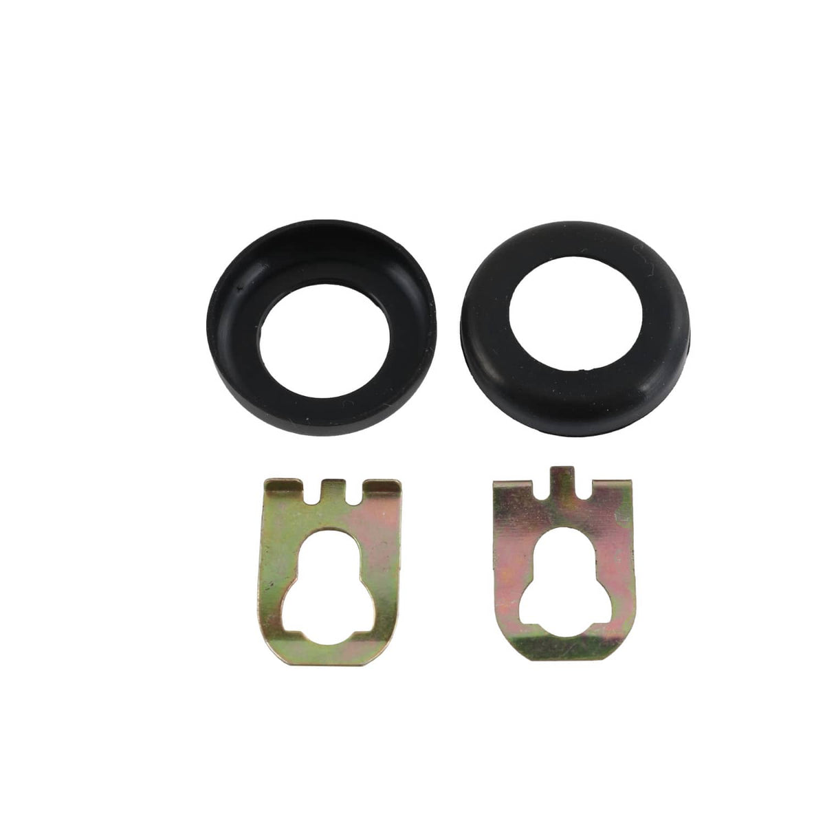 Ignition lock cylinder set pieces: two black rings and two metal latch plates