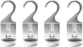 Aluminum ceiling pot rack hooks, 4-pack, curved metal loop with cylinder base