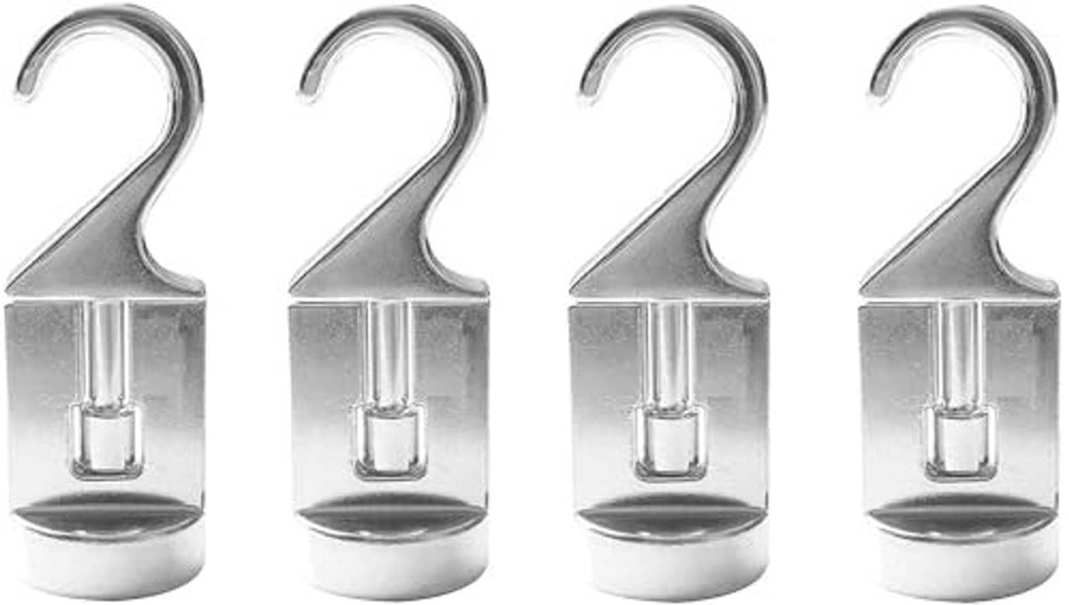 Aluminum ceiling pot rack hooks, 4-pack, curved metal loop with cylinder base