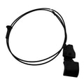 Black hood release cable with handle and mounting bracket, flexible wiring harness