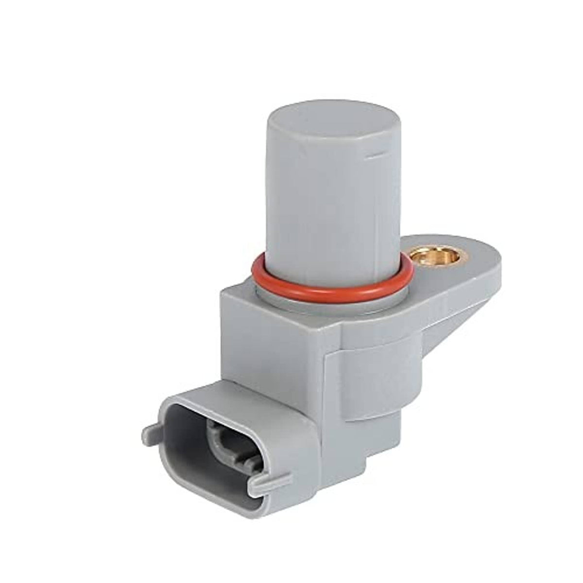 Camshaft position sensor with gray body, red seal ring, and side electrical connector
