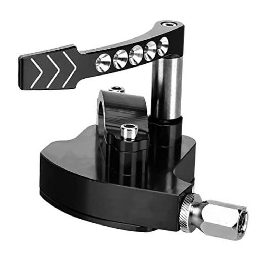 Thumb throttle lever control assembly, black CNC billet with gem-studded lever and silver stem