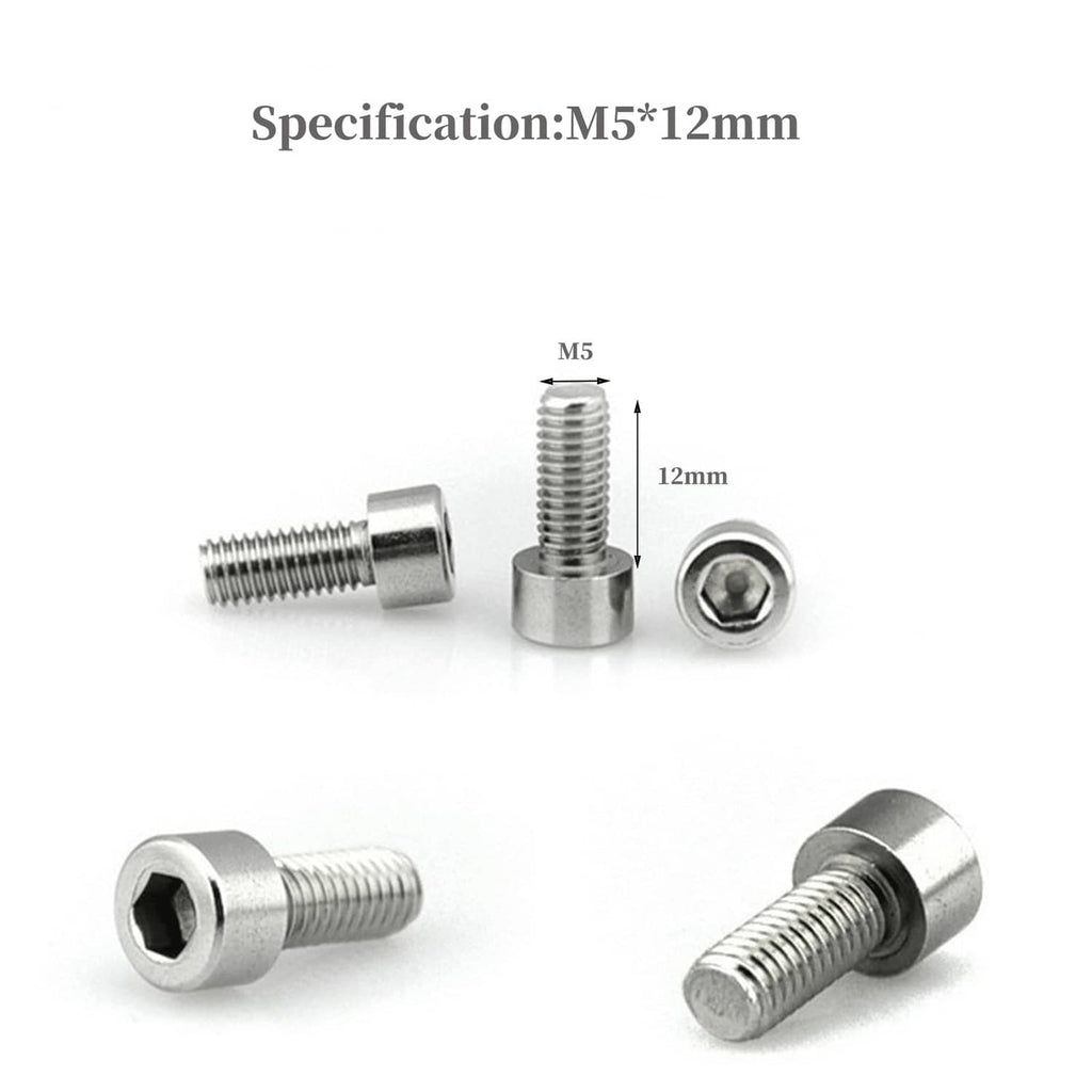 Hex socket head bolts, M5x12mm size diagram with matching bottle cage hardware