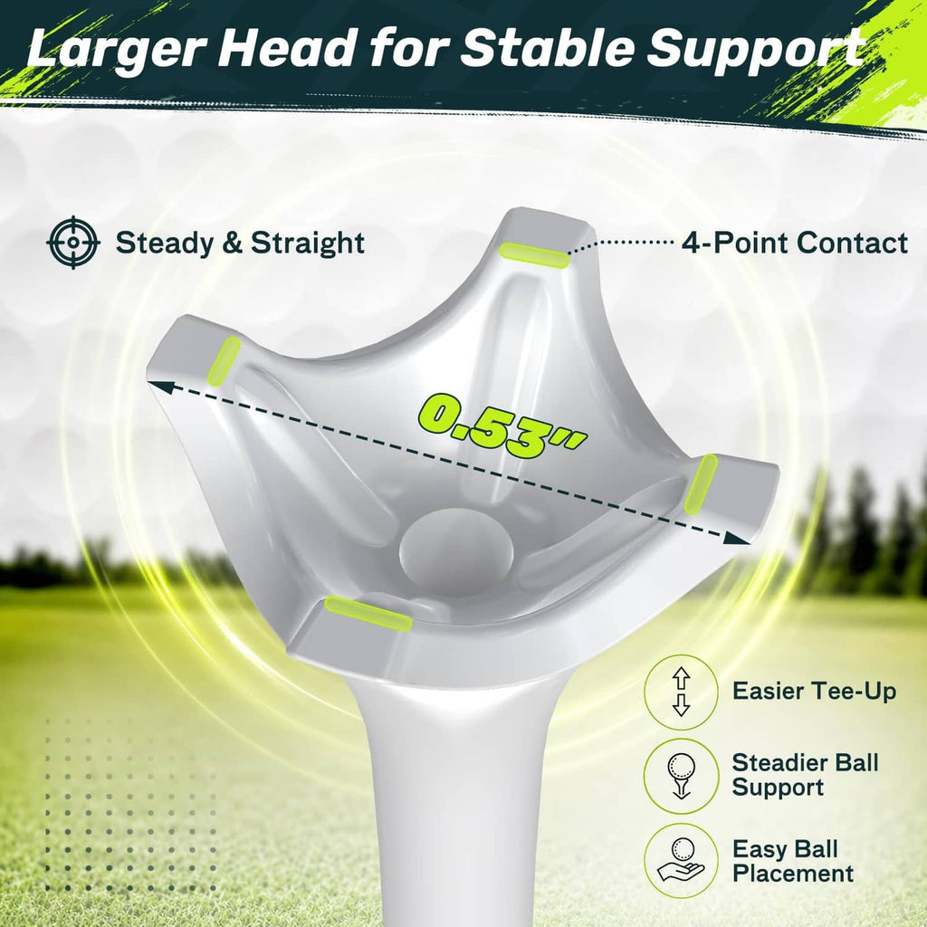 White golf tee with angled head and star-and-stripe band, side view