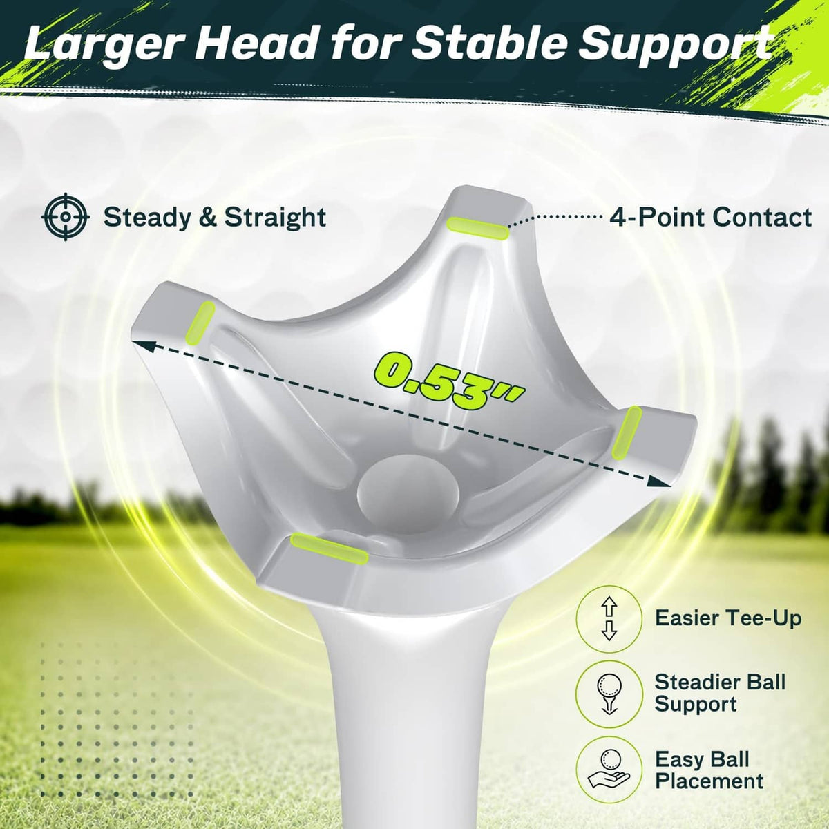 White golf tee with angled head and star-and-stripe band, side view