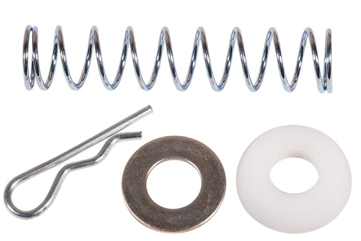 Shift linkage spring kit with long chrome coil spring, rod, metal washer ring