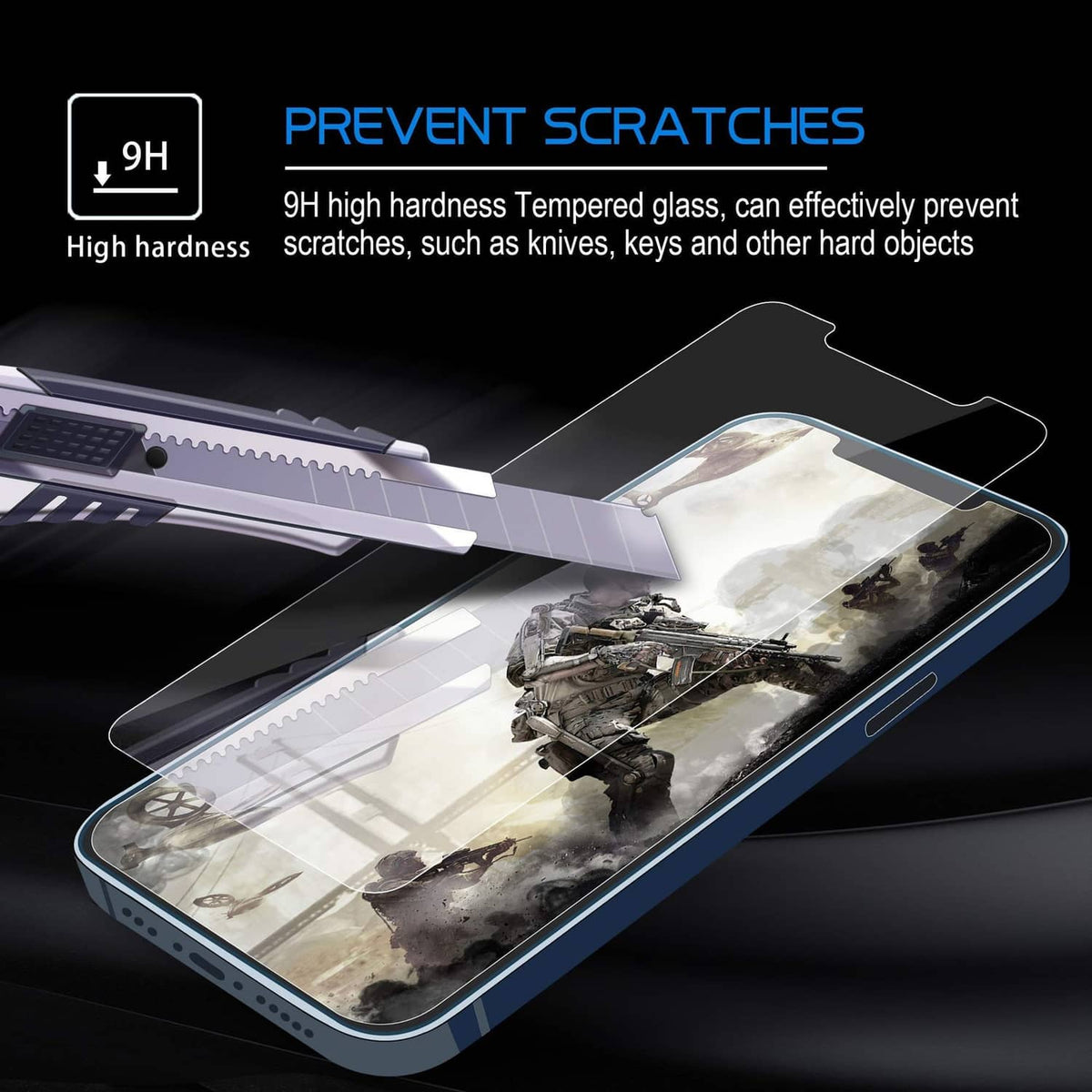Tempered glass screen protector prevents scratches with 9H hardness