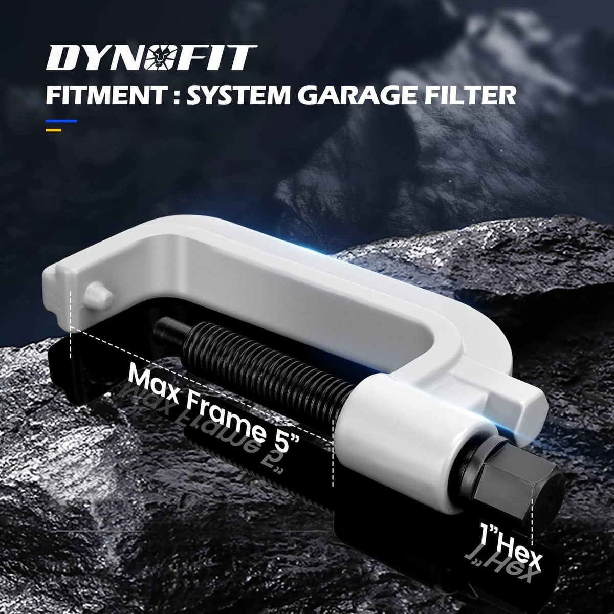 White torsion bar unloading tool on textured surface; black screw and adjustable frame