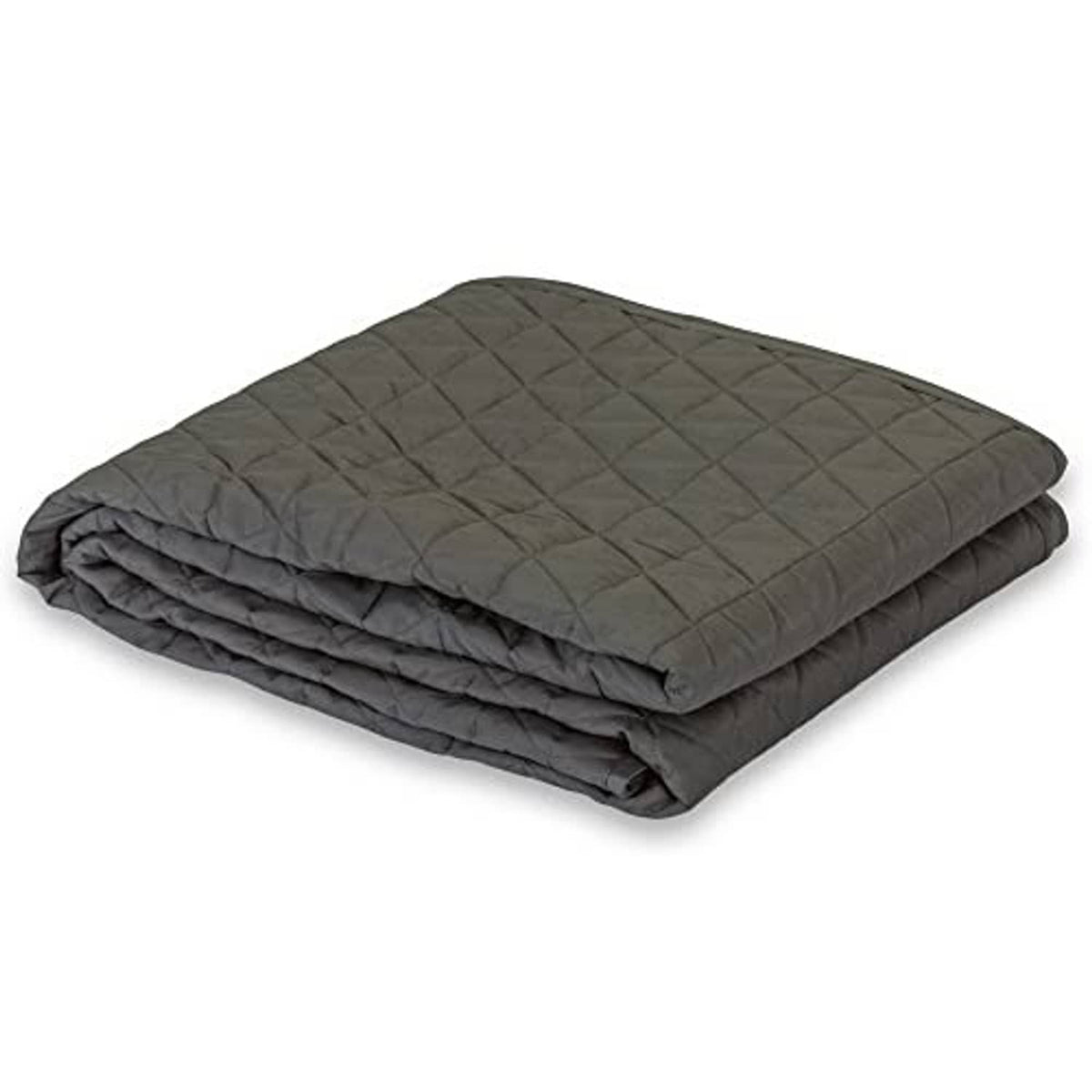 Folded quilted microfiber blanket in dark pewter gray with diamond stitching