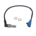 Brake stop sensor wiring harness with blue plug and silver threaded fitting