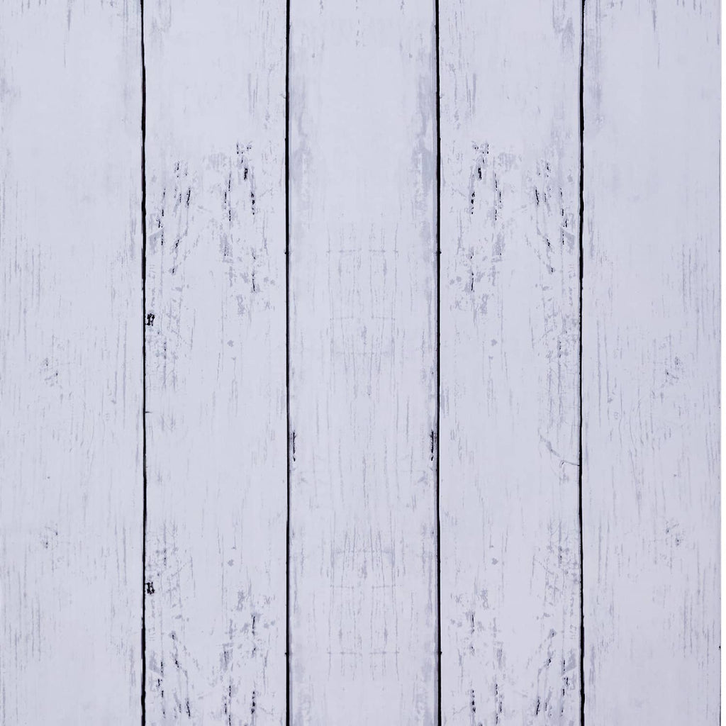 White wood-textured self-adhesive wallpaper with vertical plank pattern