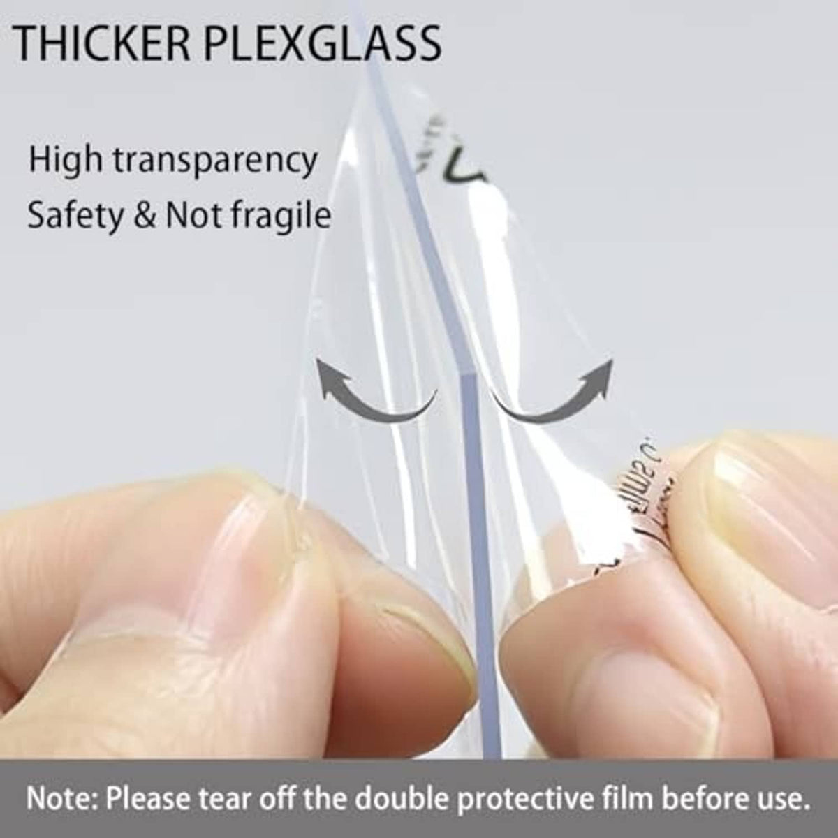 Clear thick plexiglass cover with protective film over the panel