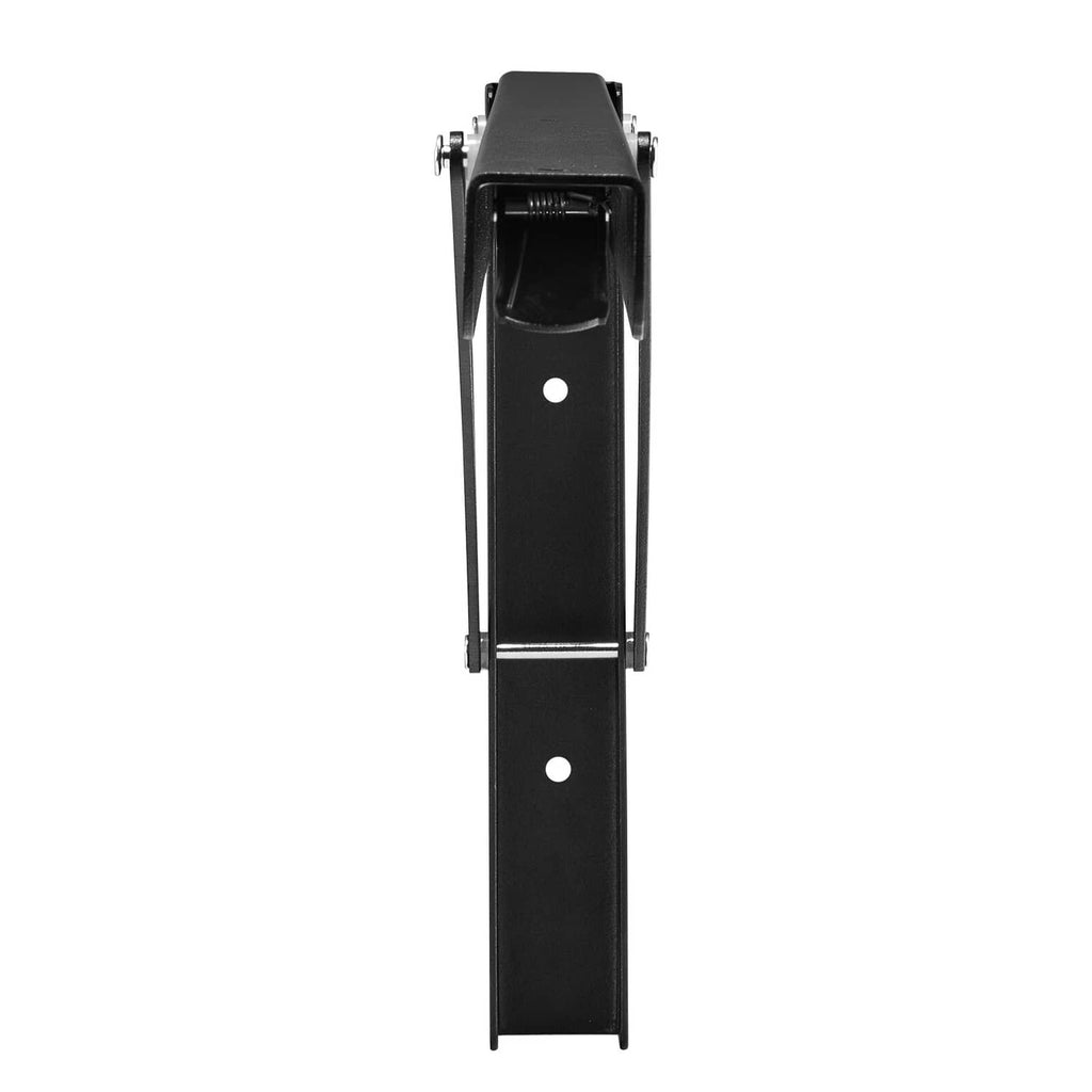 Foldable shelf bracket with black mounting rail and locking hinge, single unit