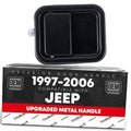 Black exterior front door handle with metal mounting stud