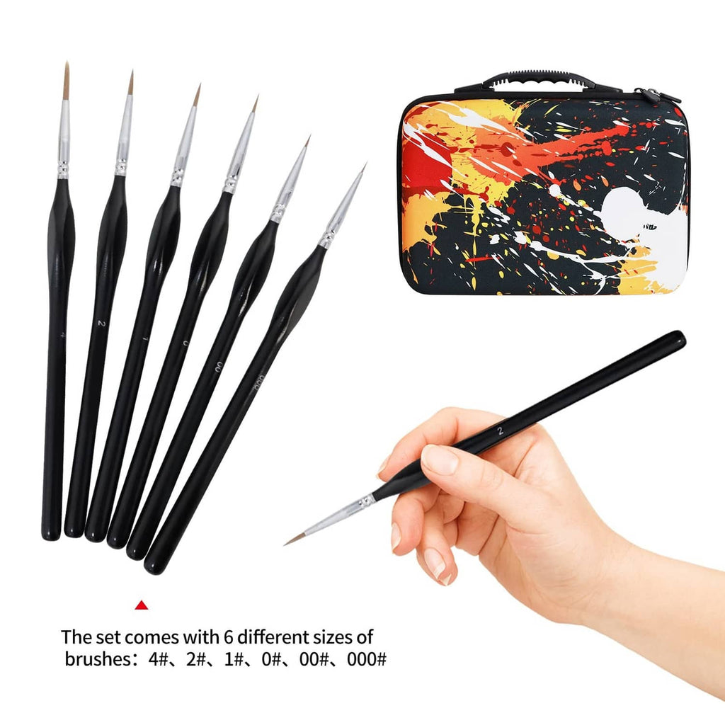 Paint brushes set and patterned storage case with zip top
