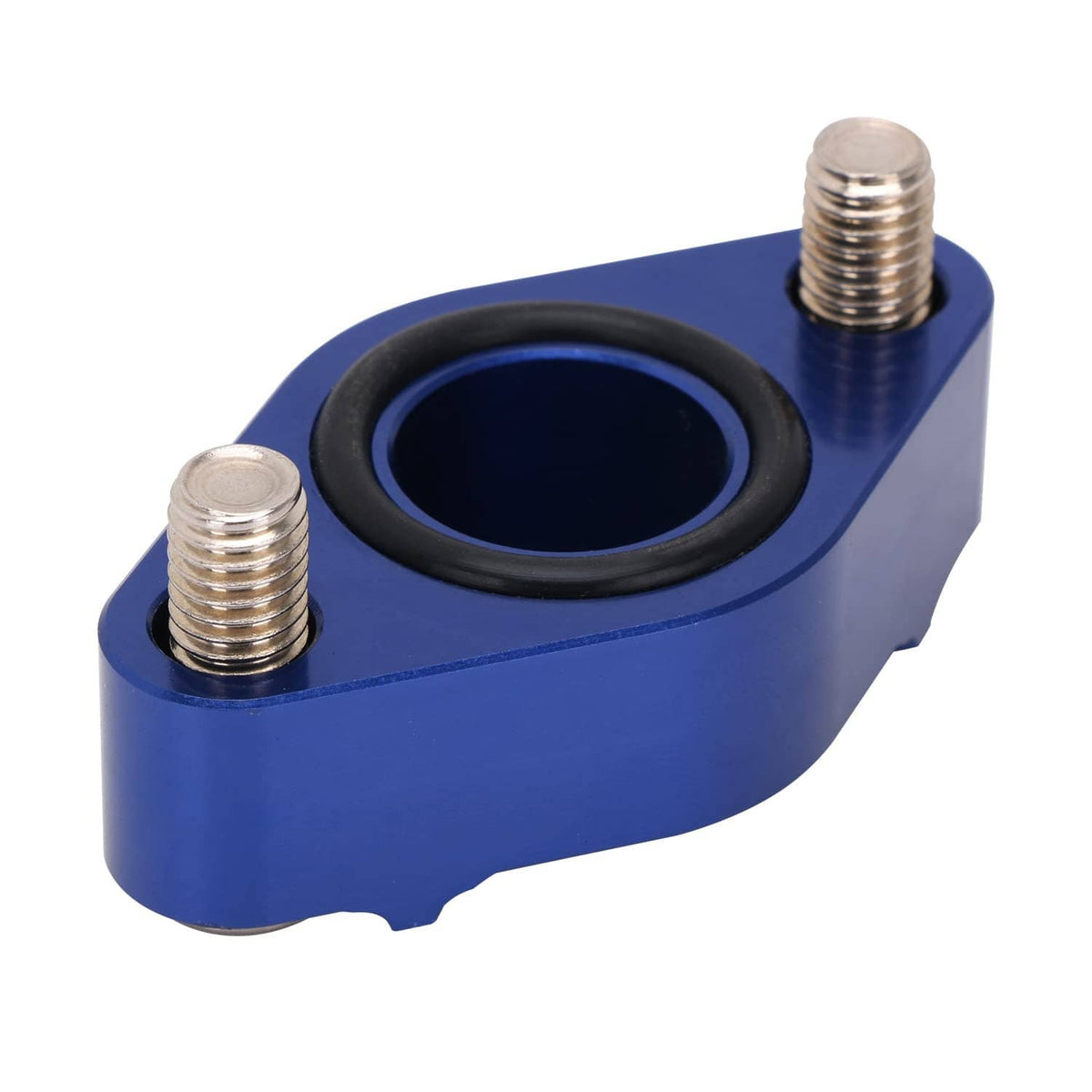 Blue parking brake block-off plate with rubber seal and two threaded bolts