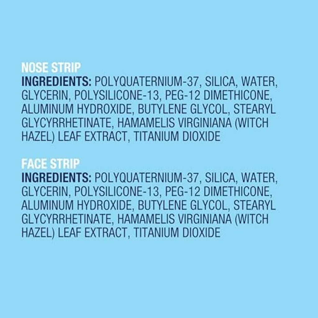 Bioré Nose and Face Blackhead Remover Strips ingredient list