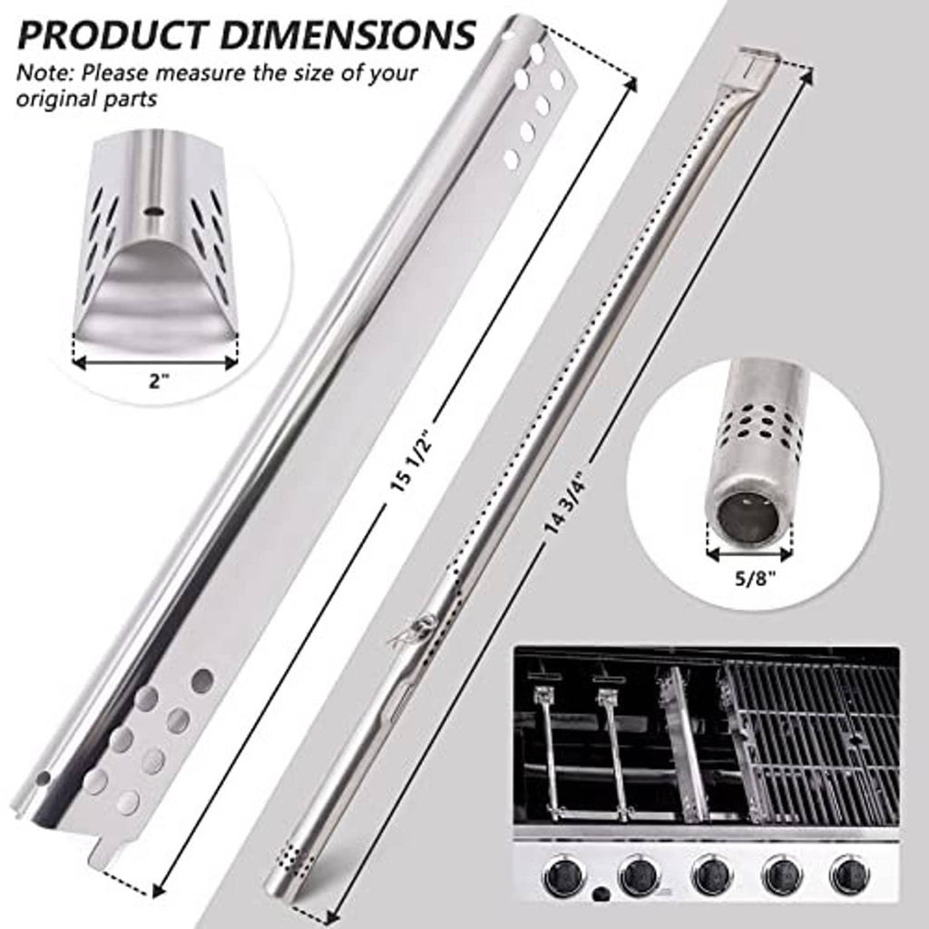 Stainless steel crossover tube with dimension markings and perforated end cap