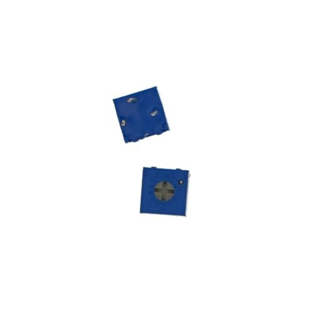 Blue single-turn trimmer potentiometer boards with circular adjustment and mounting holes