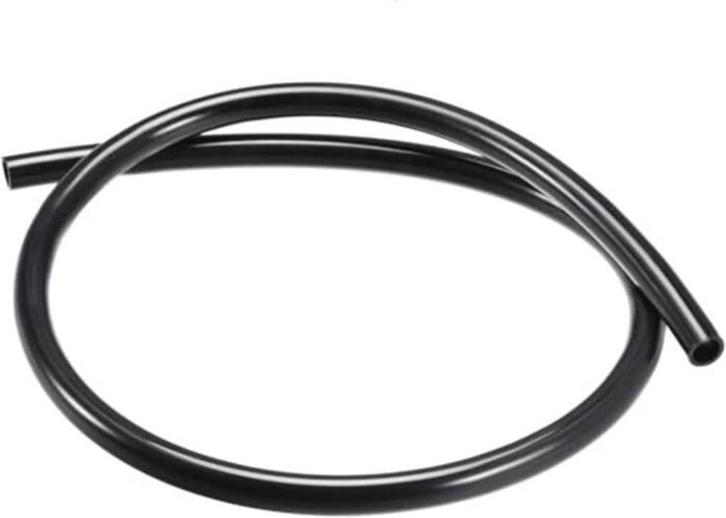 Black silicone tube coiled in a loop with open ends