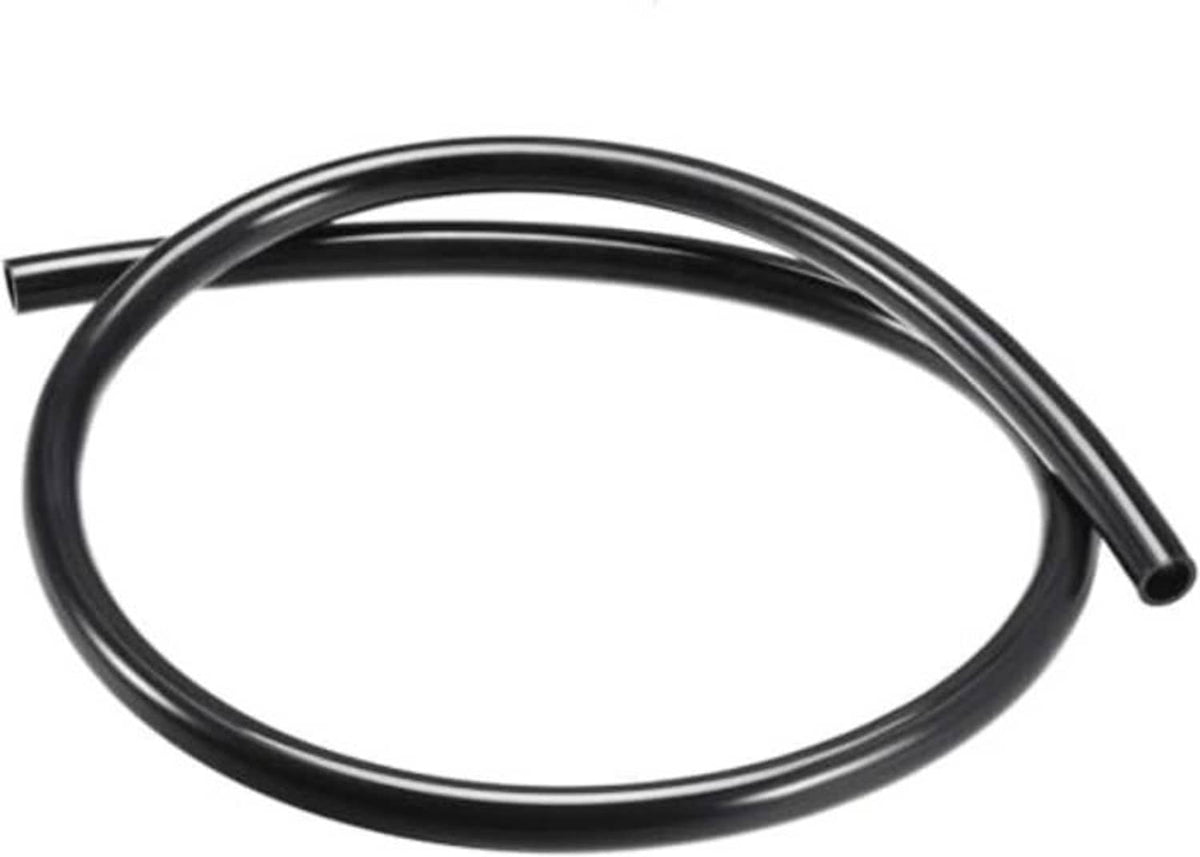 Black silicone tube coiled in a loop with open ends