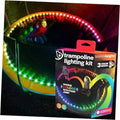 Trampoline lighting kit box with bouncebright LED string lights, motion sensing, color changing