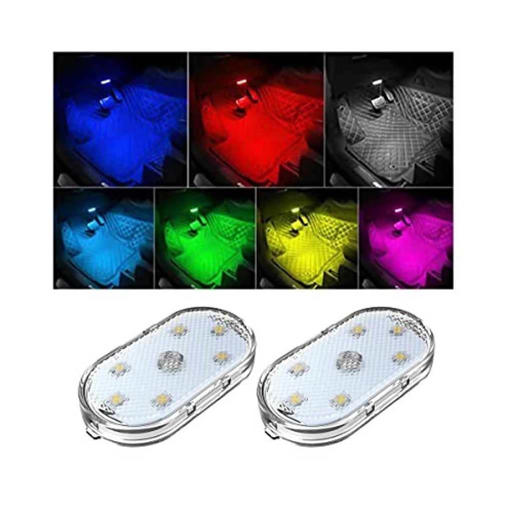 Car LED interior lights, two oval bulbs with blue red green yellow and purple preview