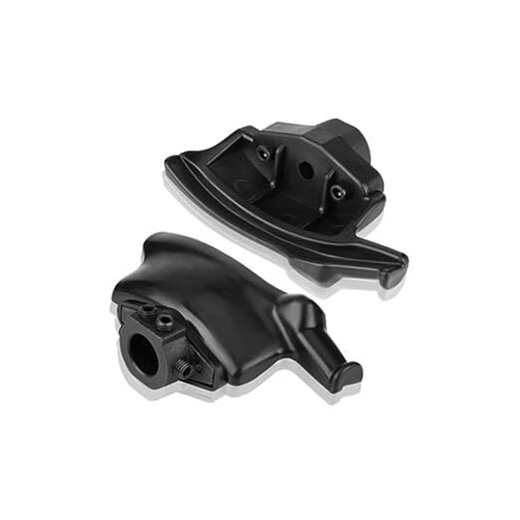 Black tire changer demount duck head tool with handle and mounting bolt holes